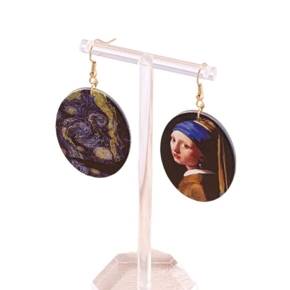 Oil Painting Drop Earrings - Picture 2 of 7